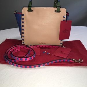 Valentino Mini Colorblock Leather Tote